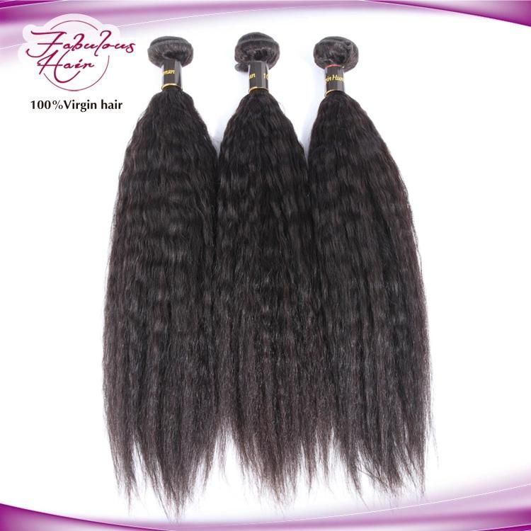 Brazilian Human Hair Natural Color Kinky Straight Hair Wefts