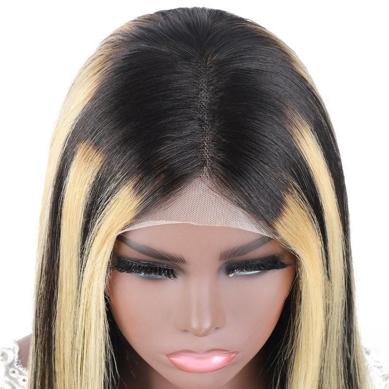 4X4 Lace Frontal Wig Silky Straight Ombre Human Hair Wigs #1b/613