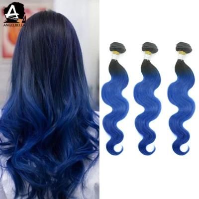 Angelbella Top Grade Raw Remy Hair Bundles Indian 1b#-Blue Body Wave Human Hair Weaving