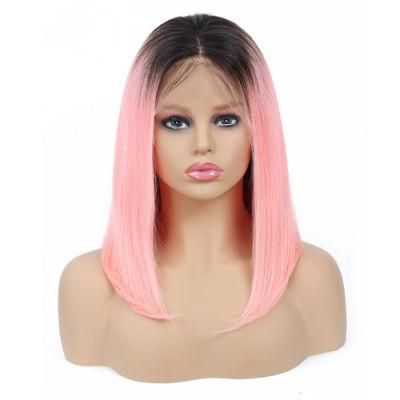 Pink Bob Lace Front Wigs Human Hair 13X4 Pre Plucked 613 Blonde Ombre Short Bob Wigs for Black Women Remy Hair