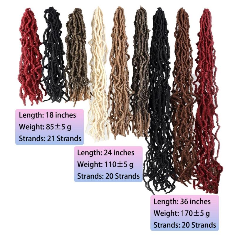 36 Inch Soft Dread Crochet Hair Goddess Faux Loc Braids Synthetic Hair Nu Locs Hair Extensions