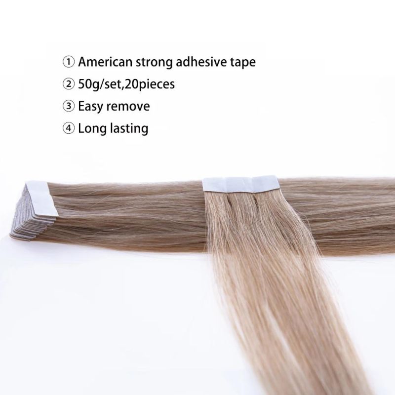 Hair for Fashion Women Tape in 100% Remy Human Hair Extensions #12 Medium Golden Brown Silky Straight 40 PCS/Package (22Inch 100g)