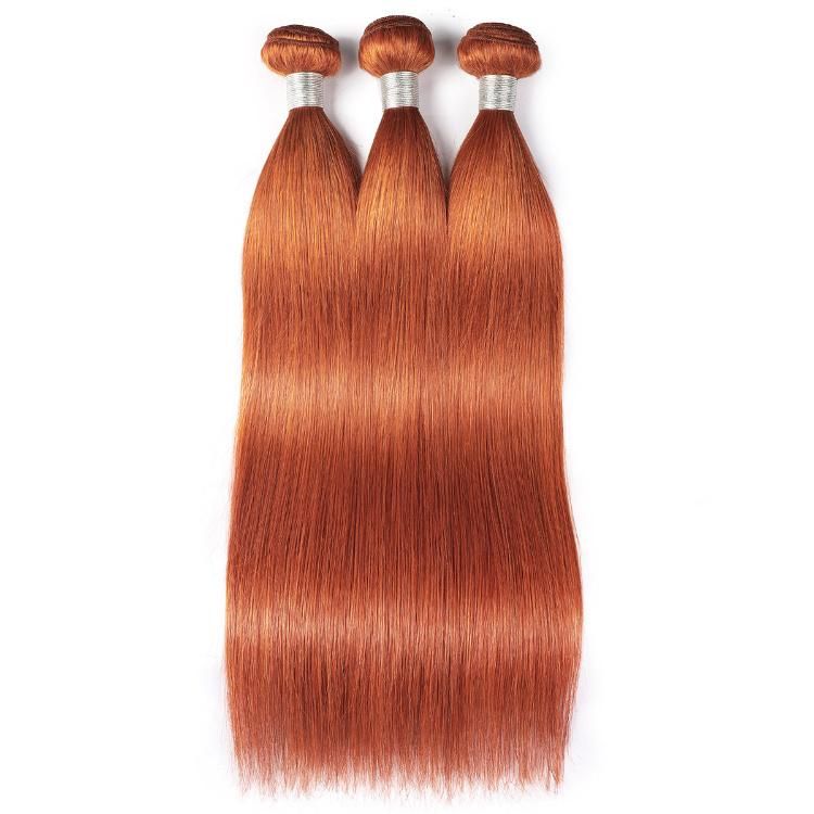 100% Remy Hair Brazilian Virgin Silky Straight Human Hair Weft #Ginger