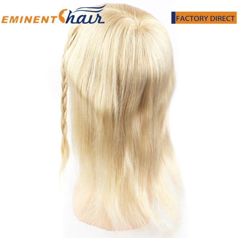Custom Human Hair Clear PU with Lace Front Toupee Blond Women′s Wig