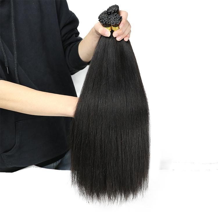 Wholesale Factory Brazilian Raw Remy Human Hair Kinly Straight I-Tip Hair Extensions