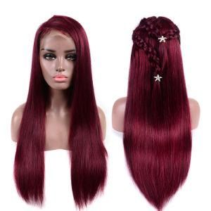 Hot Selling100% Virgin Brazilian Human Hair1b/ 99j Straight Lace Front Wig for Black Women