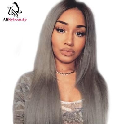 Ombre Color Straight Brazilian Color 1b/Grey Human Hair