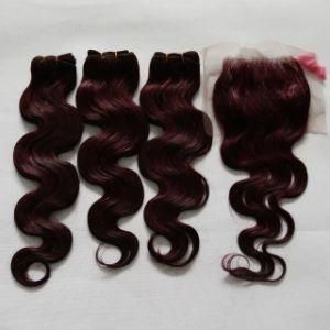 24&quot; Non-Remy Human Hair Weft Body Wave Hair Closure #99j Hair