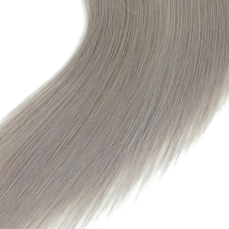 Brazilian Straight Bundle with Closure 4X4 Silver Grey Color Bundles with Closure Gray Non-Remy 100% Human Hair Bundles