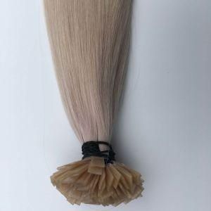 Grey# Pre Bonded Keratin Flat Nail Tip Brazilian Virgin Remy Human Hair Extensions