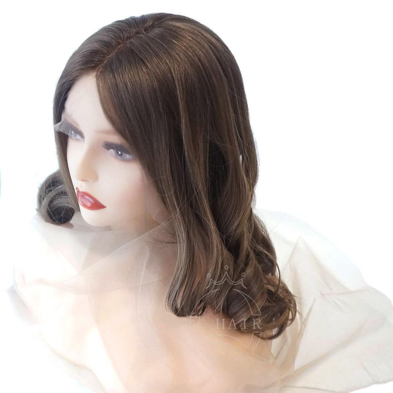 Wholesale Best Quality Lace Wig Series Natural Comfortable HD Swiss Lace Top Wig Brown Color Human Hair Wig for Medical Beauty Use