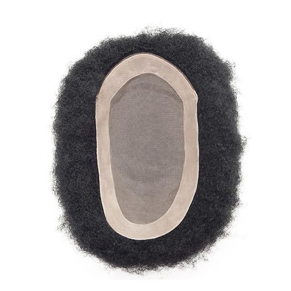 Afro Curl Mono Base with Npu Around Hair Replacement Men