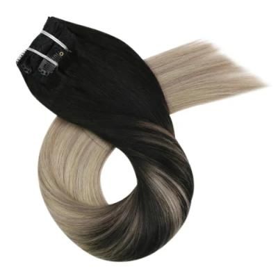 Clip in Hair Extensions 10-24 Inch Machine Remy Human Hair Brazilian Doule Weft Full Head Set Straight 7PCS 100g (10Inch Color 1B-18-60)