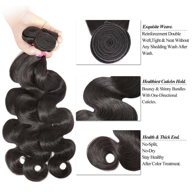 Top Quatity Water Wave Hair Bundle 30, 32, 34 Inch Remy Hair Extension Nature Black