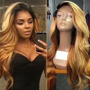 Glueless Full Lace Wigs Human Hair Ombre Wig Black Roots Body Wave 100% Real Raw Indian Virgin Hair with Baby Hair