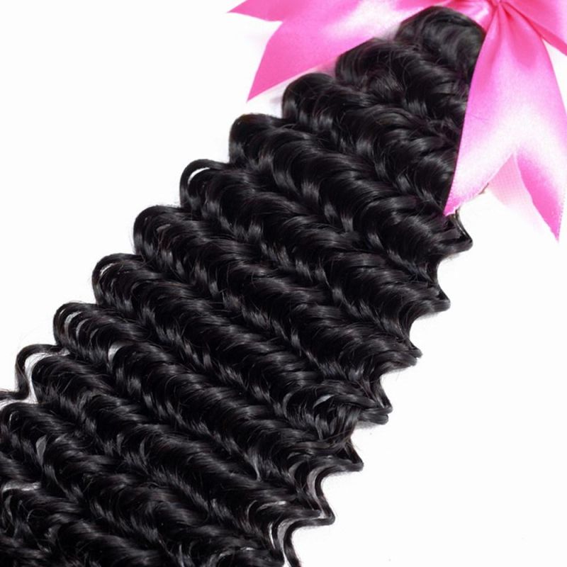 Deep Wave Bundles with Closure 13*4 Lace Frontal Brazilian Hair Weave Bundles with Closure 100% Human Hair Extensions