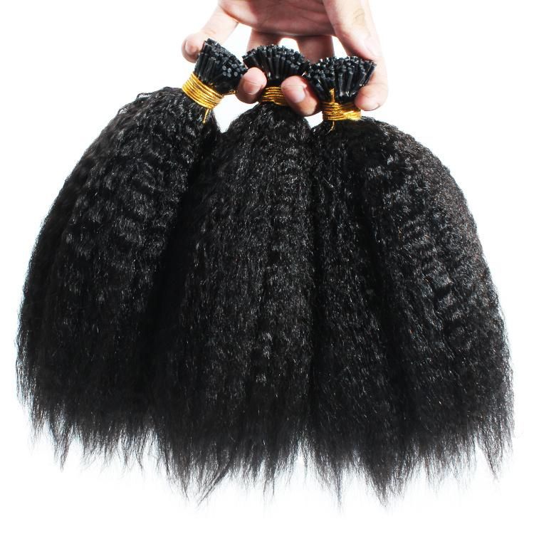 Wholesale 12A Raw Cuticle Aligned Human Hair Yaki Straight I Tip Hair Extension