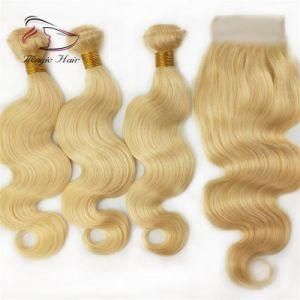 613 Blonde Color Brazalian Virgin Hair Body Wave Human Hair 3 Bundles with 4*4 Closure