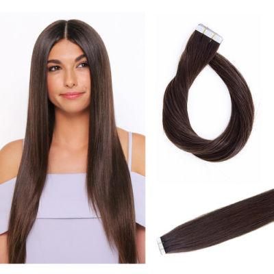 Hair for Woman Tape in Hair Extensions Chocolate Brown 100% Remy Human Hair 40PCS 100g/Pack Straight Seamless Skin Weft (Color 4 Dark Brown)