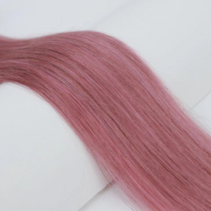 Bundles with Closure Straight Human Hair Pink Bundles with Transparent Closure Brazilian Hair Weave Bundles Hair Weft