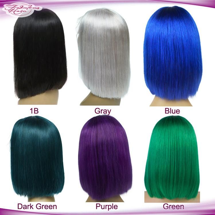 Factory Directly Sell Human Hair Lace Front Bob Wigs Purple