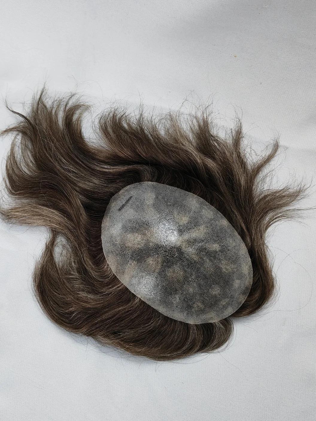 2022 Most Natural Custom Made Clear PU Base Injection Hairpiece Made of Remy Human Hair