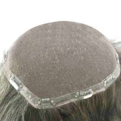 Lw448: Human Hair French Lace Toupee with Clips