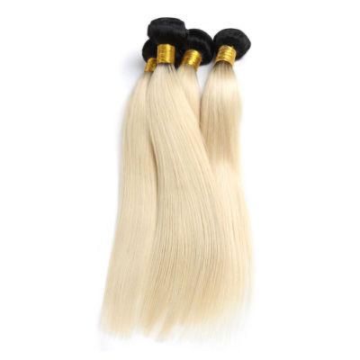 Ombre 1b 613 Dark Roots Blonde Brazilian Remy Hair Extension Straight 100% Human Hair Weave
