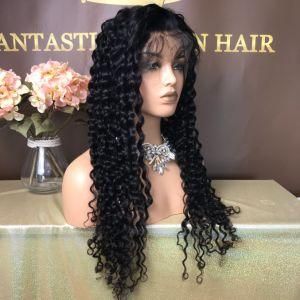 Best Sales Unprocessed Human Virgin Hair Water Wave Black Colour Full Lace Wig in Prepluck Natural Hair Line with Factory Price Fw-016