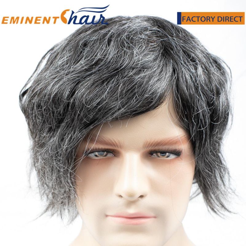 Custom Human Hair Two Layers Lace with PU Coating Toupee for Men
