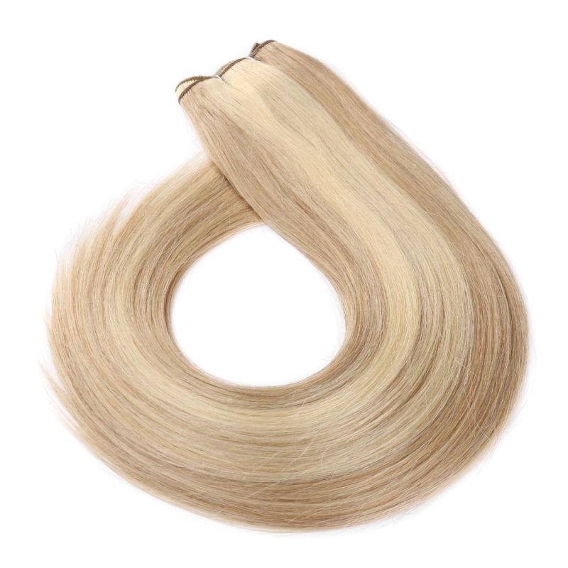 Double Drawn Straight Human Hair Extension Raw Virgin Flat Weft