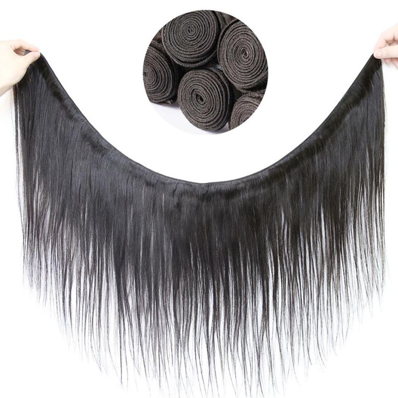 100% Straight Human Hair Bundles with Closure 13X4 Frontal with Bundles Brazilian Hair Weave Bundles with Closure Elegant Hair