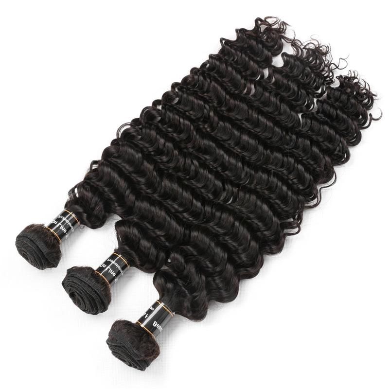 10A Deep Wave Curly Human Hair 3 Bundles Raw Brazilian Virgin Human Hair Extension