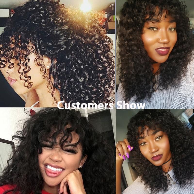 Wholesale Brazilian Short Kinky Curly Bob Human Hair Wig for Black Women Natural Color Virgin Remy Fringe Curly Bob Wig