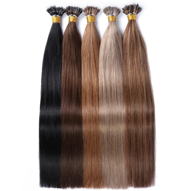 Wholesale Double Drawn Peruvian Straight 10A Nano Ring Tip Hair Extensions Wefts