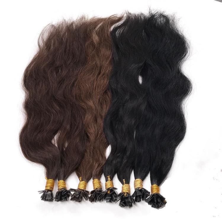 Raw Cuticle Aligned Human Hair Natural Wavy Flat Tip Hair Extensions
