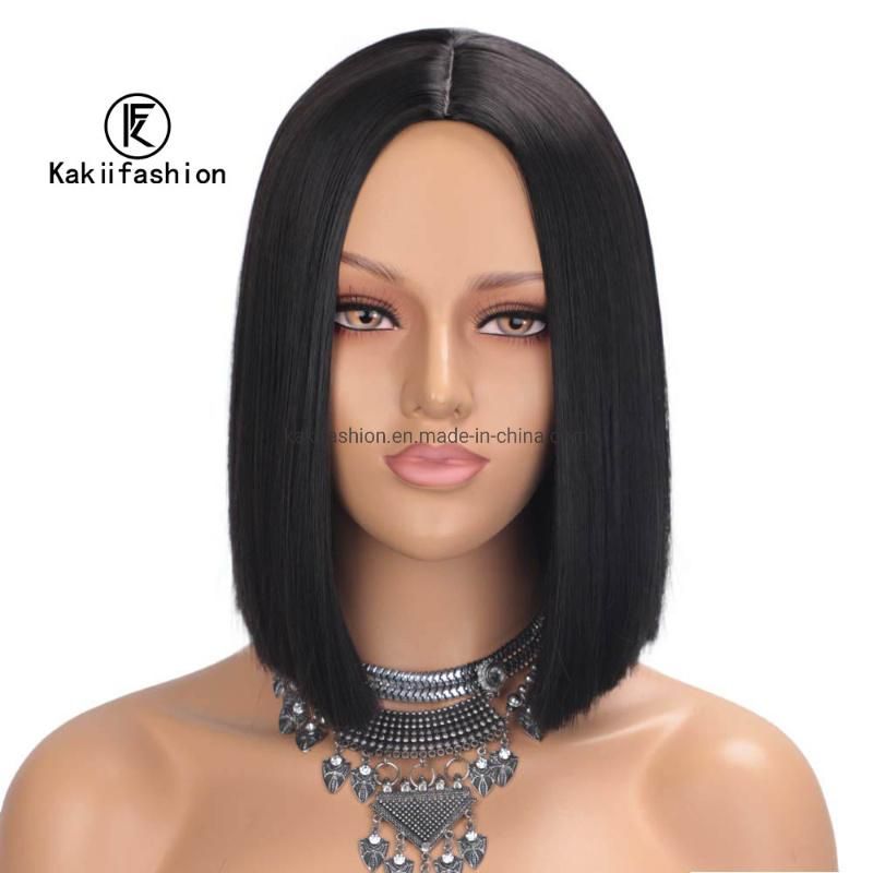 Kakiifashion Hair 12 Inch Cheap Vendor Wholesale Heat Resistant Fiber Short Bob Straight Wig for Black Women