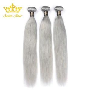100% Human Hair Extension of Silver Grey Color Straight Hair Bundle