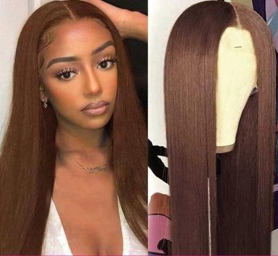 Chocolate Brown 30 Inches Straight Lace Front Wig #4 Transparent Lace Frontal Wigs T Part Bone Straight Brazilian Human Hair Wig
