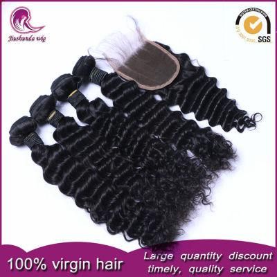 Deep Wave Brazilian Virgin Hair Weft with Lace Closure