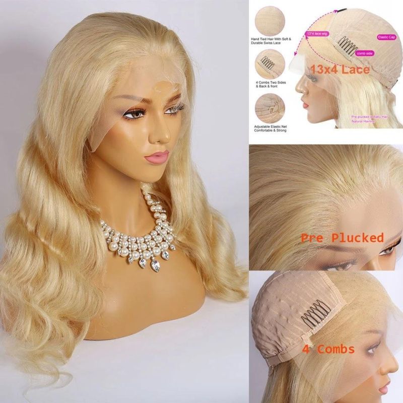 13X4 Blonde Body Wave Wig 613 Lace Front Wig Hair Blonde Lace Front Human Hair Wigs 150% Transparent HD Lace 12 Inch