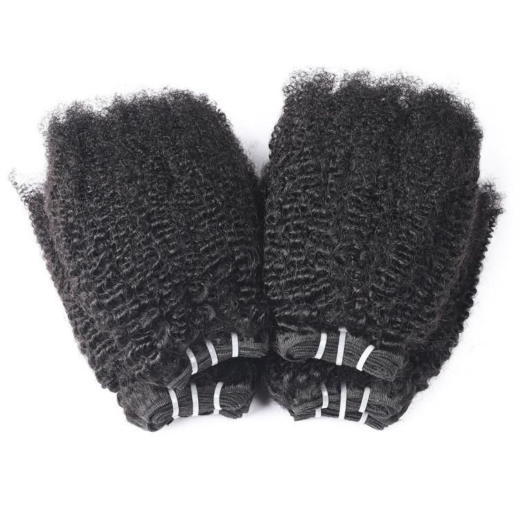 Non Remy Afro Curly Human Hair Bundles Brazilian Hair Weaves Wholesale