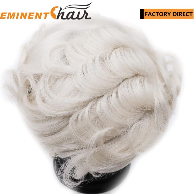 Custom Made Synthetic Grey Hair Men′s Hair Replacement