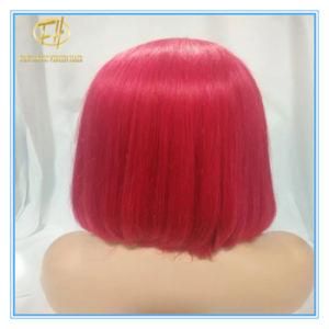 Top Quality Hot Sales #Red Color Bob Human Hair Lace Wigs with Factory Price Wig-034