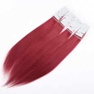 Wholesale Best Quality Red Color 100% Brazilian Human Hair Tape in Hair Extension