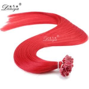 Fashion Red Color High Quality Pre-Bonded U-Tip Nail Keratin Human Hair Extension