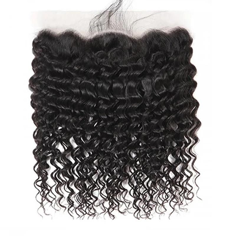 Kbeth Cheap Wholesale Price Deep Curly Human Hair Front Toupee Pre Plucked 40 Inch 13X4 Transparent Kinky Curly Lace Frontal Toupee