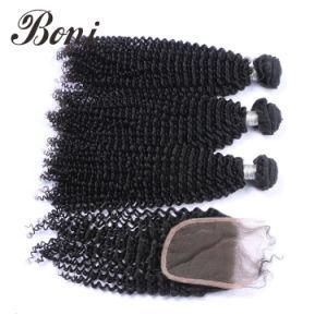 Kinky Curly 100% Peruvian Human Hair Bundles with Closure for Woman