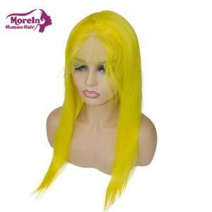 Morein 24 Inch Yellow Wig Straight Virgin Non Remy Indian Cuticle Aligned Hair Lace Front Wig