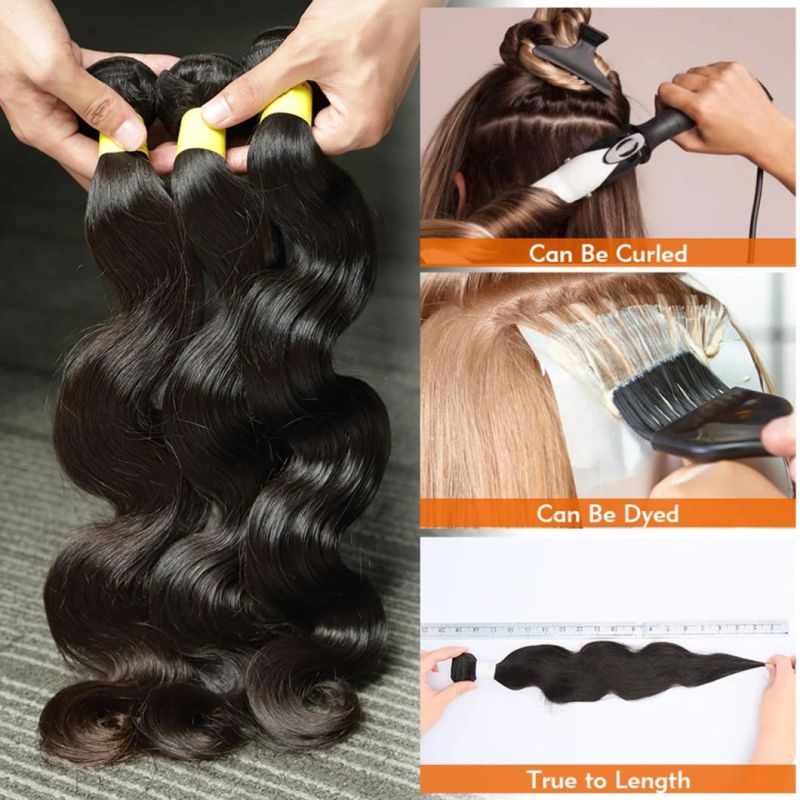 Body Wave Remy Raw Virgin Unprocessed 100% Human Hair Water Wave Extensions Bundles 10-30 Inches Brazilian Human Hair